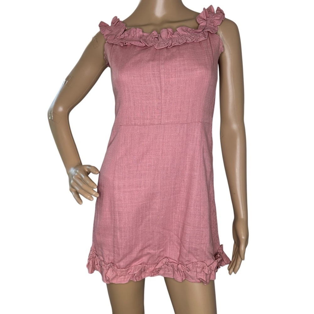 The Impeccable Pig pink ruffle mini dress Medium